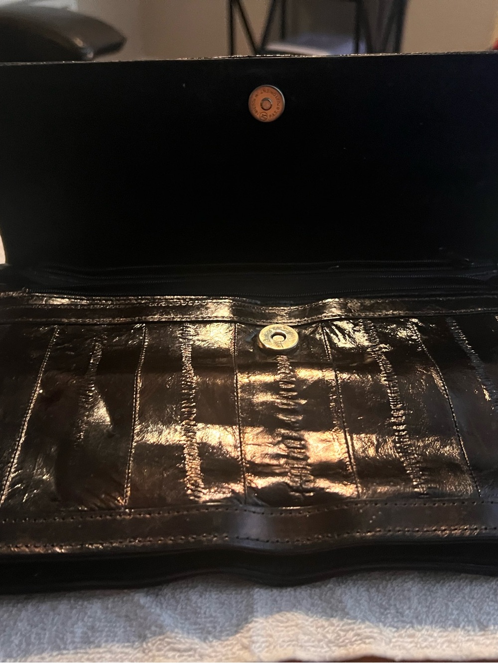 Black Patent Leather Wallet Clutch